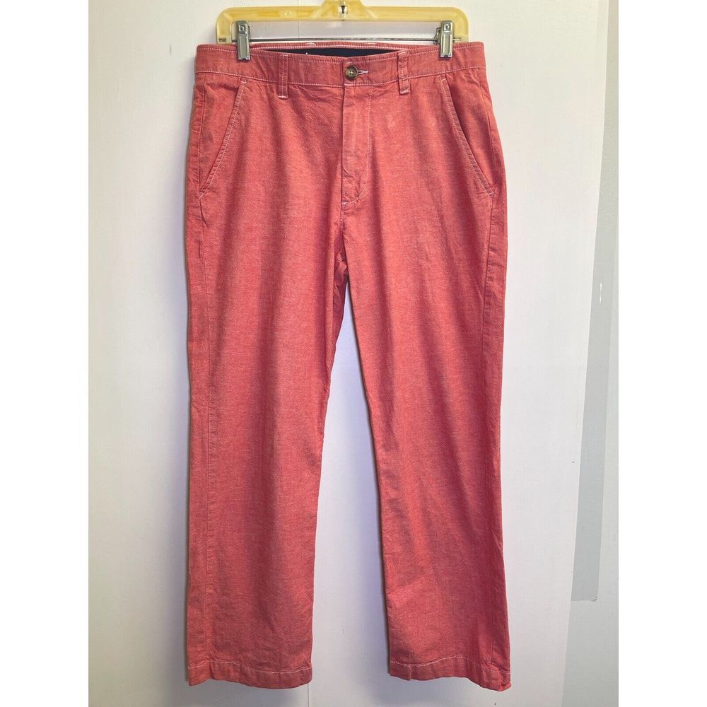 Crown & Ivy Pants Mens 32X30 Red‎ Pinpoint Oxford Motion Flex Elastic Waistband